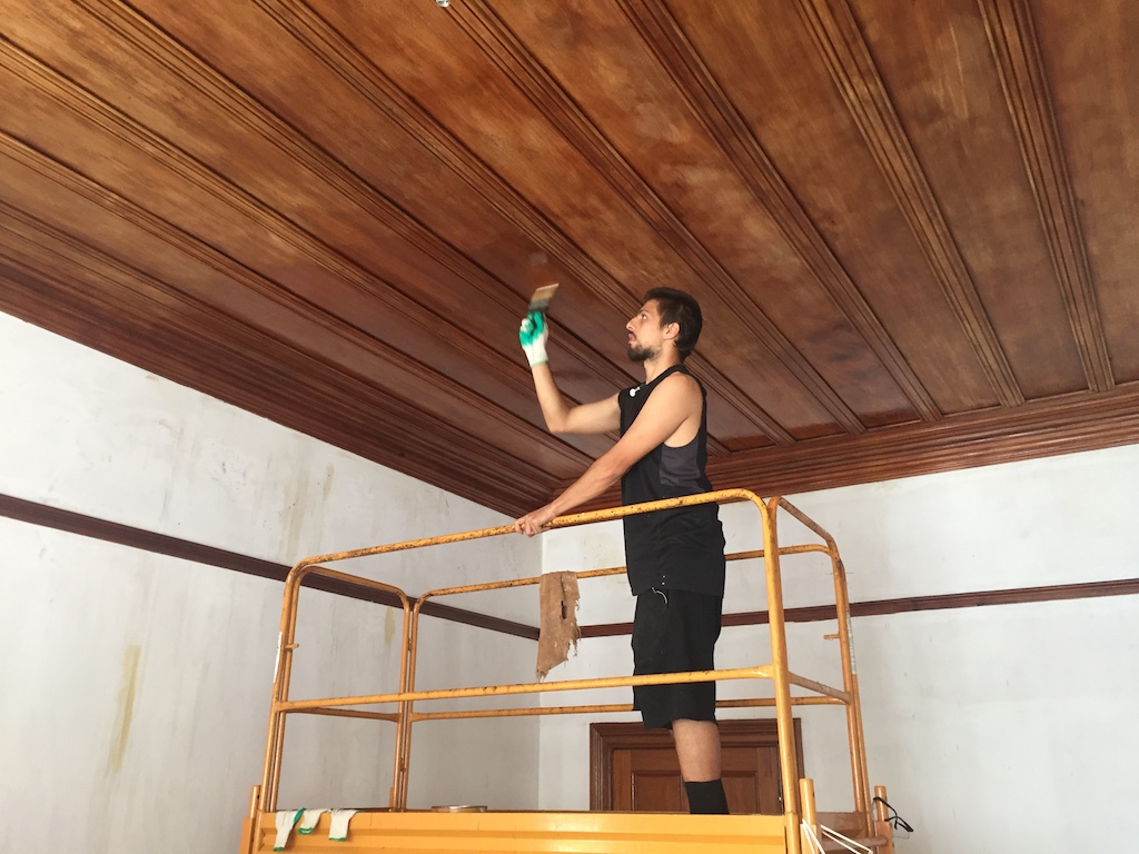 Restoring and stripping the ceilings One of the toughest jobs