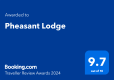 Booking.com 2024 Traveller review award 9.7 out of 10